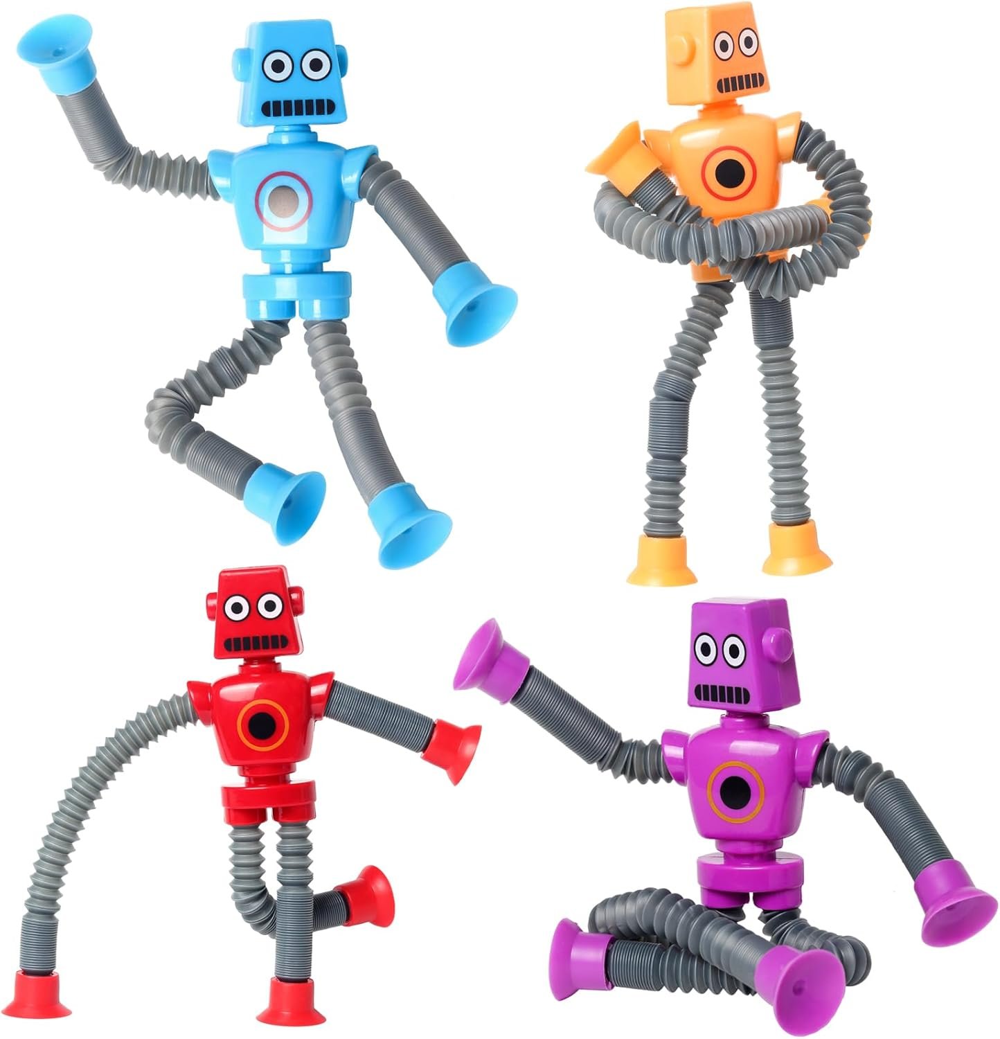 4-Pack Telescopic Suction Cup Robot Fidget Toys