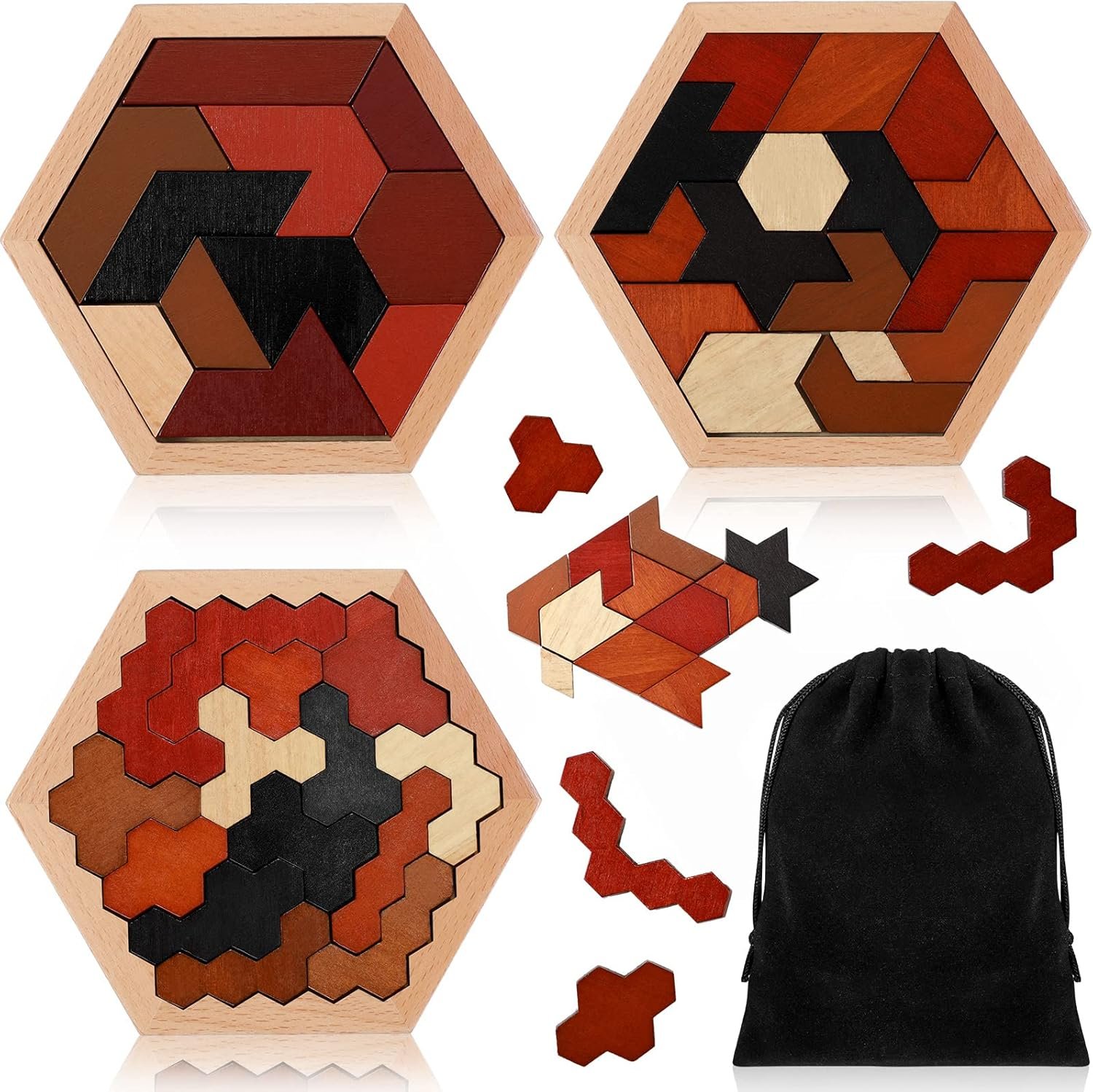 Hexagon Tangram Puzzle Set